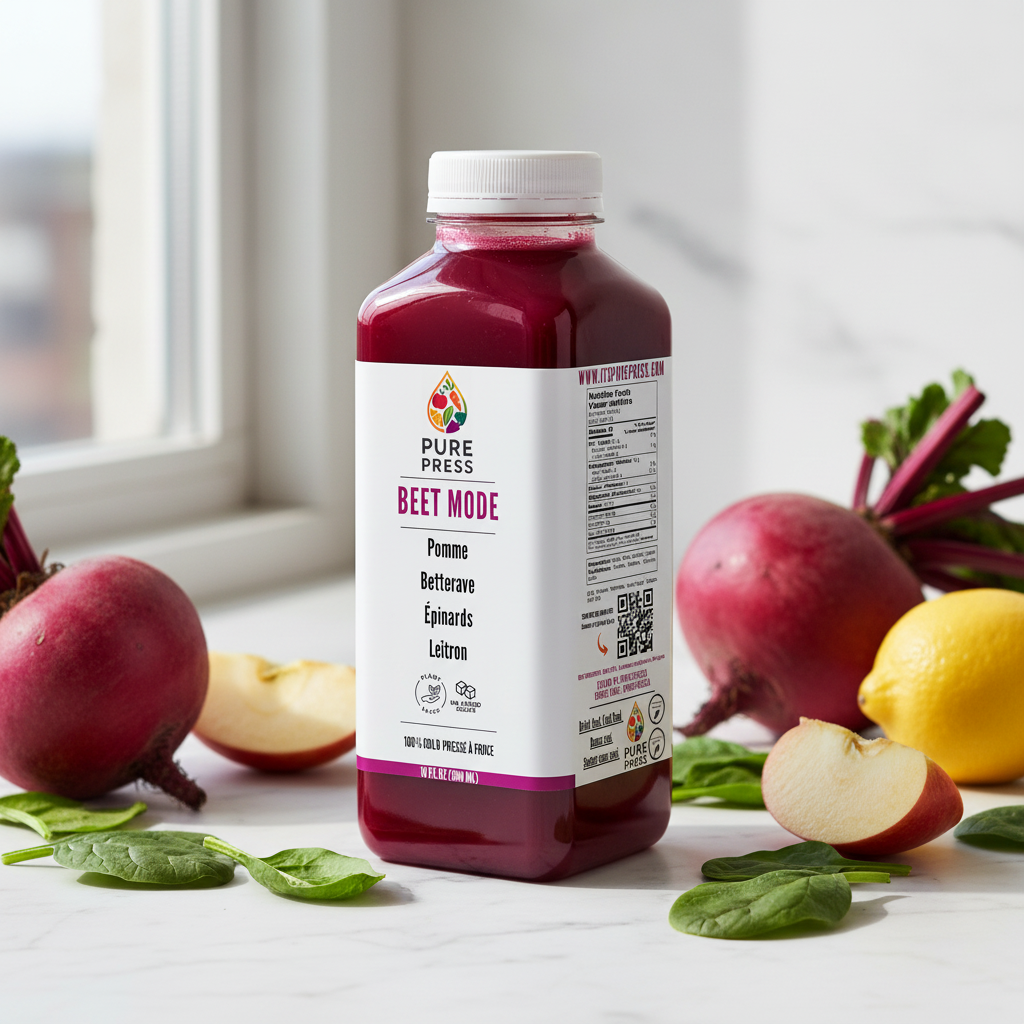 Beet Mode cold-pressed beet juice in a square PET 300ml bottle